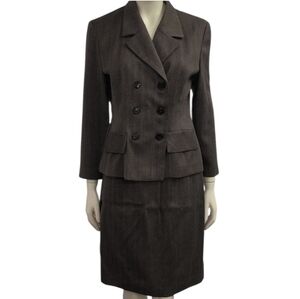 Dani Max Brown Gray 🩶 Tweed Suit Set Skirt Blazer Vintage